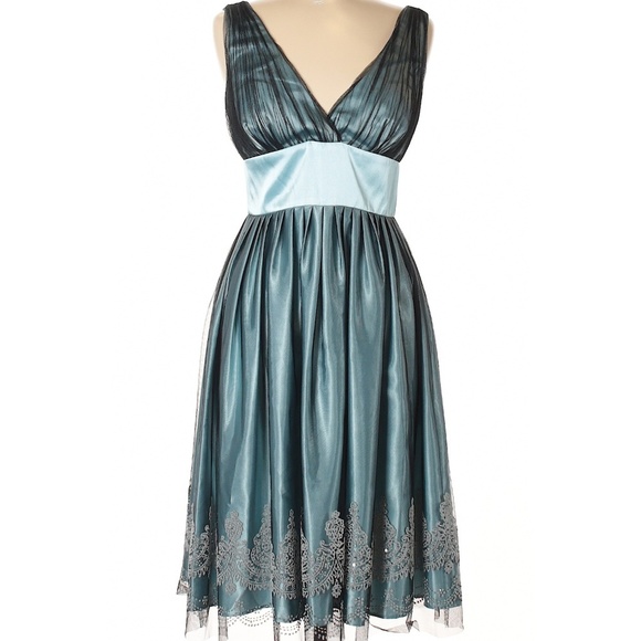 David's Bridal women lace sequins Cocktail V Neck Dress Sleeve less - Picture 1 of 8